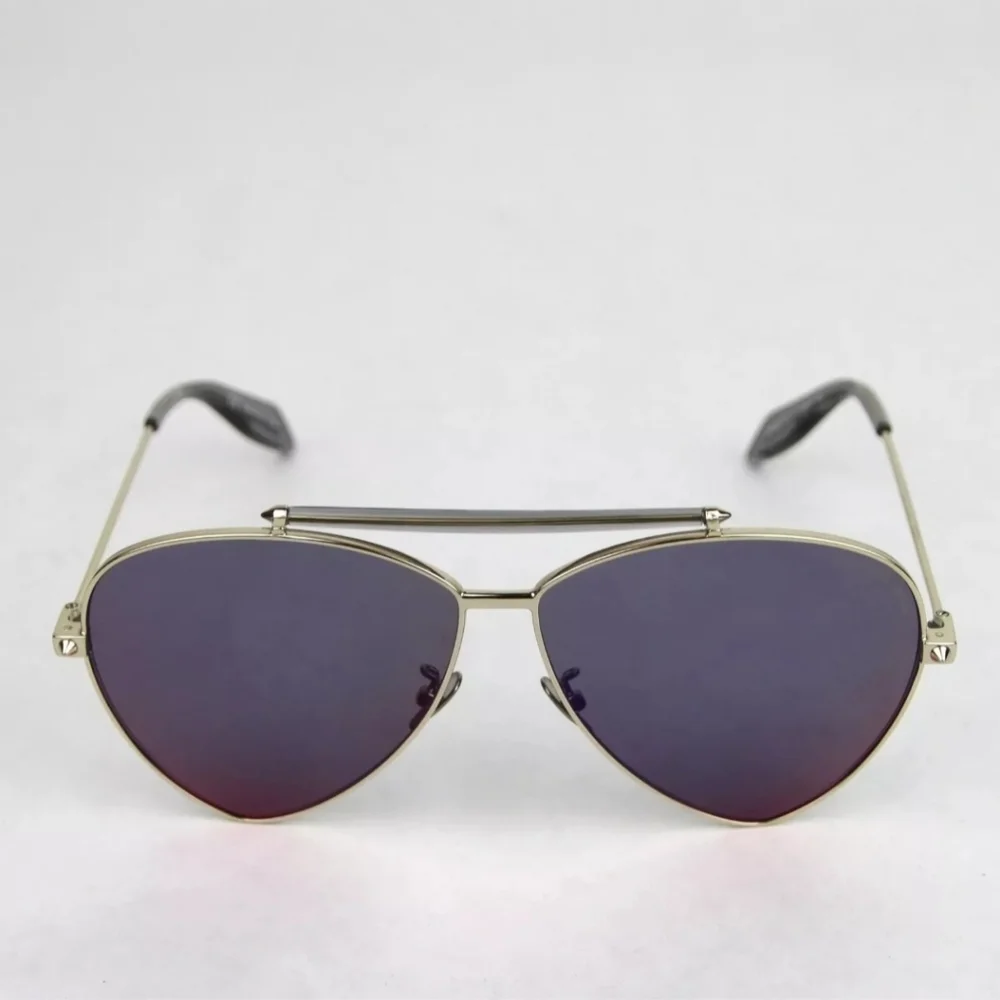 ALEXANDER MCQUEEN Blue Reflective Aviator Sunglasses, NWT